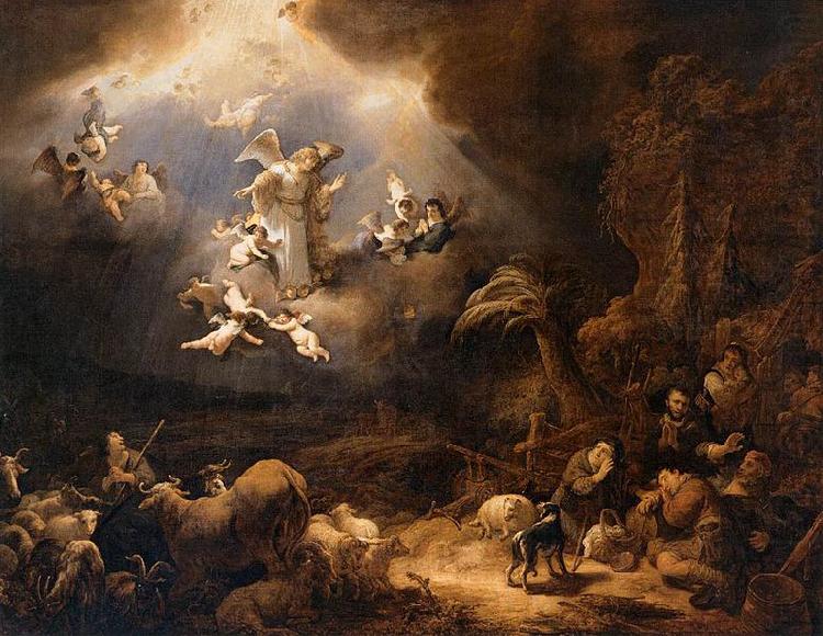 Angels Announcing the Birth of Christ to the Shepherds, Govert flinck